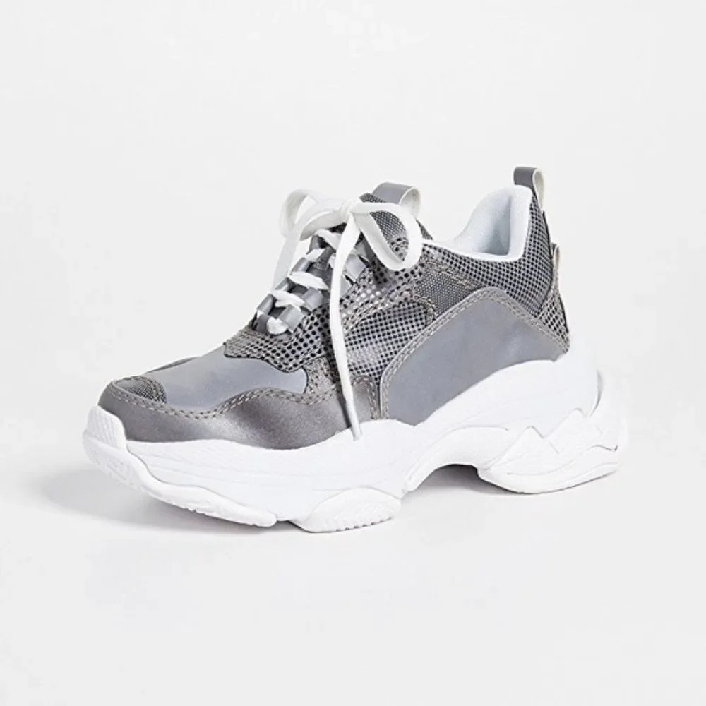 JEFFREY CAMPBELL Lo-Fi Mom Mod Sneaker Grey Reflective Free People Gray Size 7.5